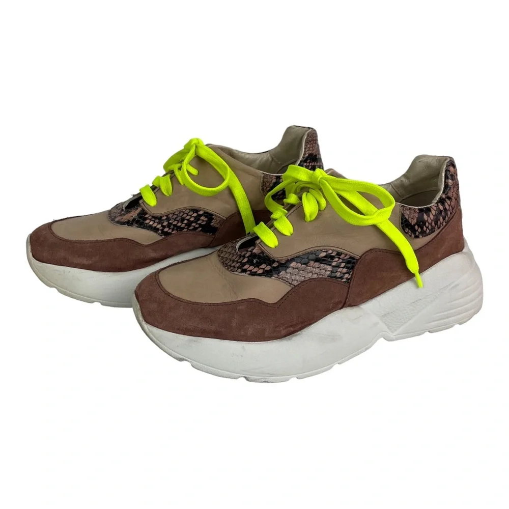 Twin-Set Milano (Italy) Leather Snake Platform Sneakers Size 40 (US 9)
